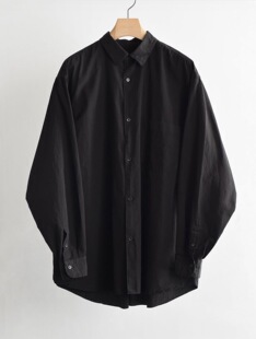 【代购】COMOLI 26aw Black comoli shirts 黑色染色长袖衬衫