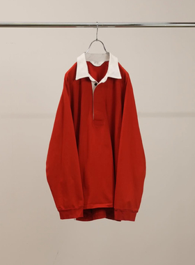 【代购】ANCELLM 26ss Rugby shirt 撞色领复古橄榄球长袖T恤