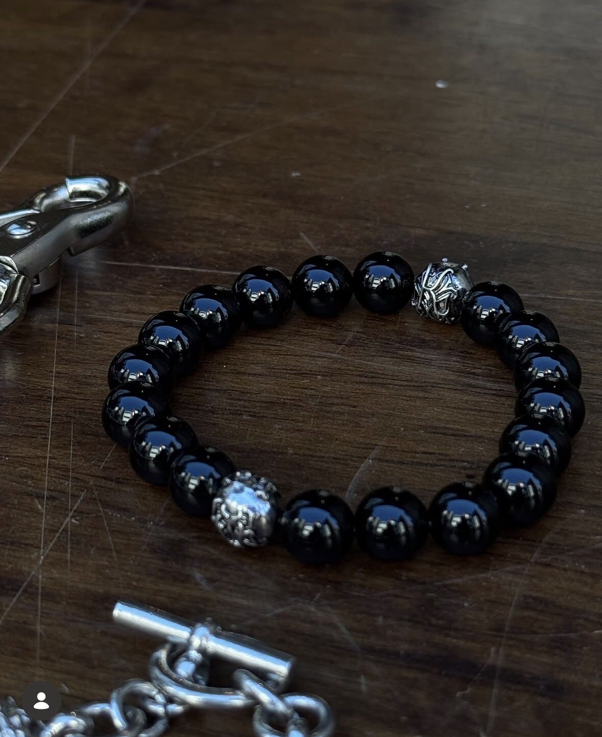 KAMIYA 26aw Stone bracelet 球型黑曜石手链
