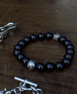 KAMIYA 26aw Stone bracelet 球型黑曜石手链