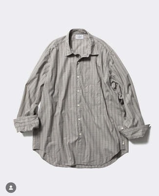 秋冬新款尖领竖条纹廓形衬衫