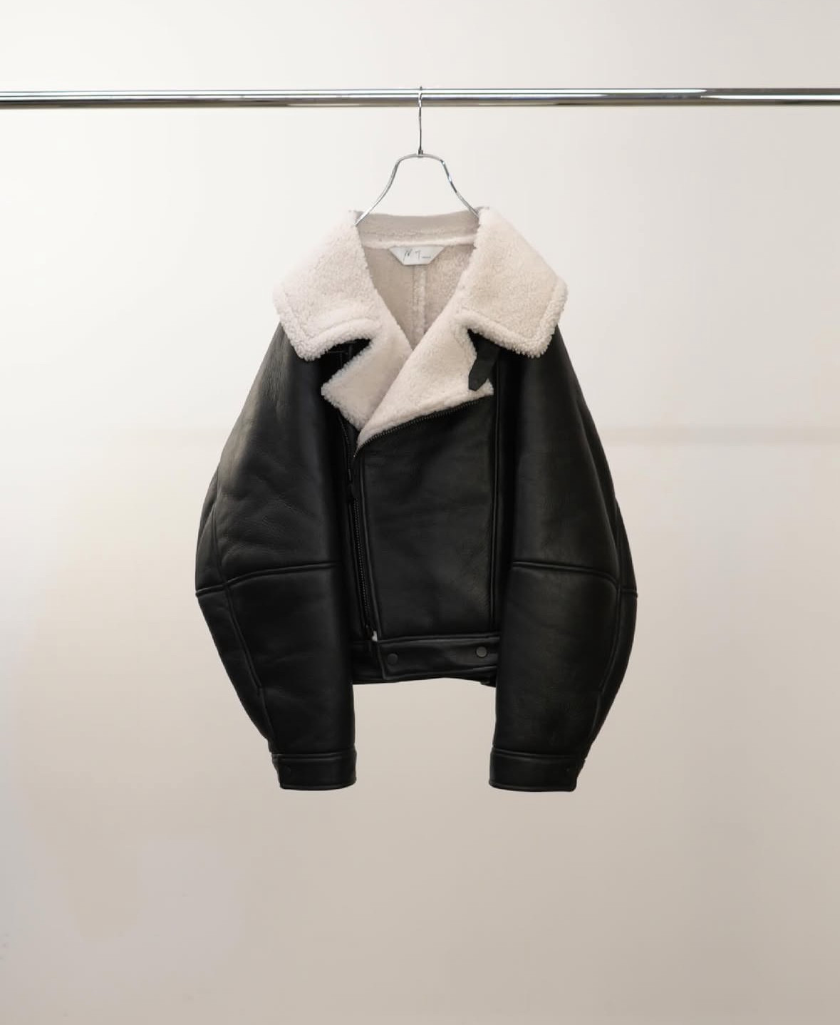 【代购】ANCELLM 25aw Mouton double jacket 棉羊皮草斜拉链皮衣