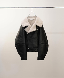 【代购】ANCELLM 25aw Mouton double jacket 棉羊皮草斜拉链皮衣