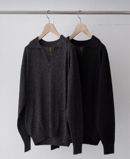 【代购】BATONER 26ss Revival silk skipper全真丝船长领长袖T恤