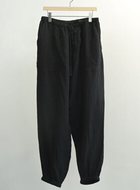 【代购】COMOLI 26ss Linen w cross 双层纺织亚麻抽绳休闲长裤
