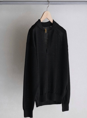 【代购】BATONER 25aw Ramie wool skipper 苎麻羊毛船长领T恤