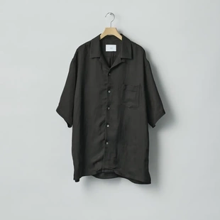 【代购】SSSTEIN 26ss Open collar shirt人造丝亚麻开襟短袖衬衫