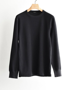 cashmere克绒混纺华夫格长袖 圆领T恤 Cotton 25aw 代购 COMOLI