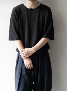 【代购】BATONER For unlimited 26ss店铺限定 苎麻亨利领短袖T恤