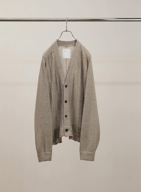 【代购】ANCELLM 26ss Laced knit cardigan亚麻蕾丝镂空针织开衫