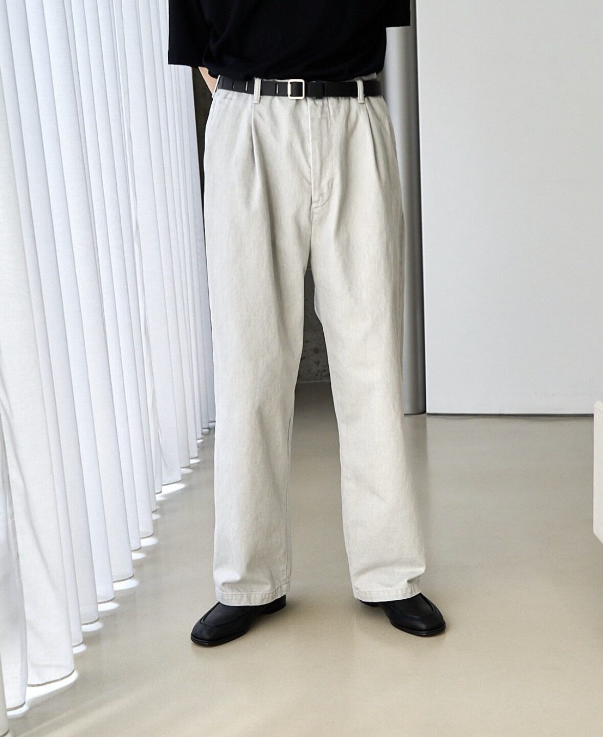 【代购】YOKE 26ss Denim 1P wide trousers硫化染单褶宽松牛仔裤