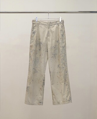 春夏新款泼墨做旧油漆工工装裤