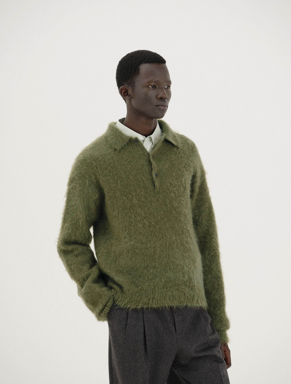 【代购】AURALEE 25aw Mohair knit polo 南非马海毛针织Polo衫