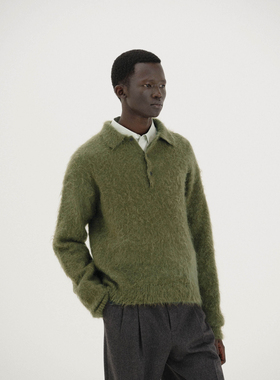 【代购】AURALEE 25aw Mohair knit polo 南非马海毛针织Polo衫