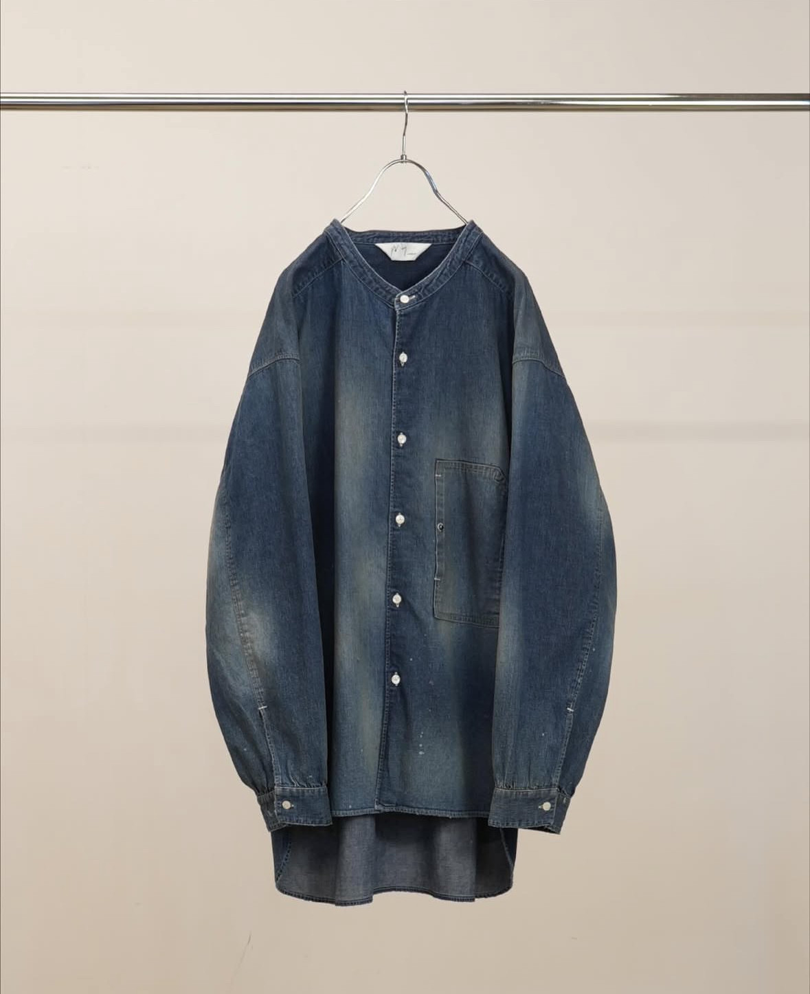 【代购】ANCELLM 26ss Denim band collar shirt水洗牛仔立领衬衫,男装,衬衫,淘宝优惠券,粉丝福利购,淘宝优惠卷