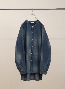 【代购】ANCELLM 26ss Denim band collar shirt水洗牛仔立领衬衫