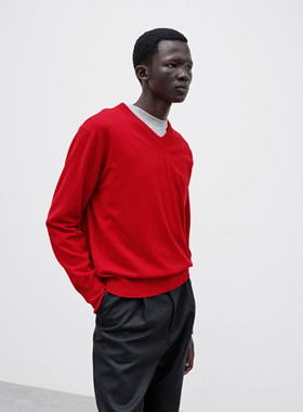 【代购】AURALEE 25aw Wool knit PO 强捻羊毛V领套头针织衫