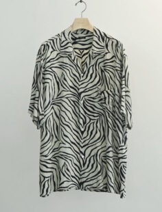 【代购】COMOLI 26ss Open collar shirt 斑马纹开襟短袖衬衫