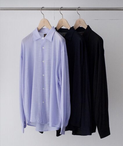 春夏新款超轻薄全羊毛尖领衬衫