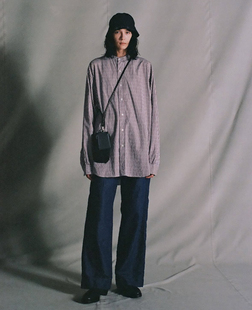 26ss Band shirt NICENESS collar 竖条纹立领衬衫 代购