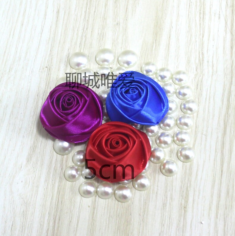 diy丝带玫瑰花，手捧花材料手工制作5cm丝带玫瑰花朵多色可选