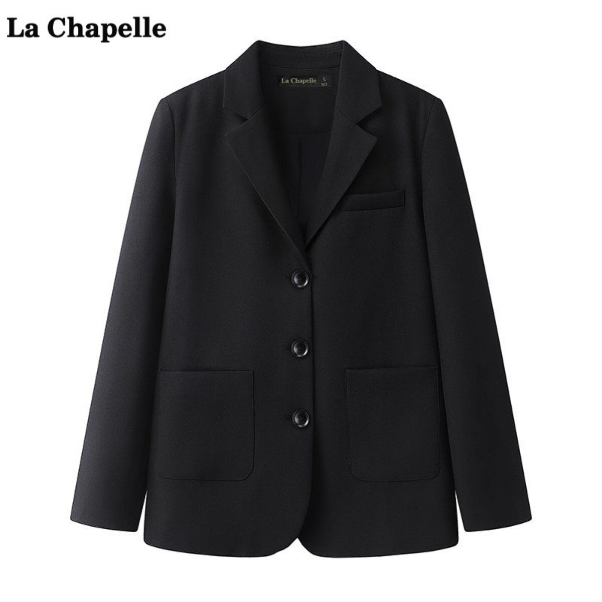 拉夏贝尔/La Chapelle华尔兹西装黑色外套女春新款韩版休闲西服