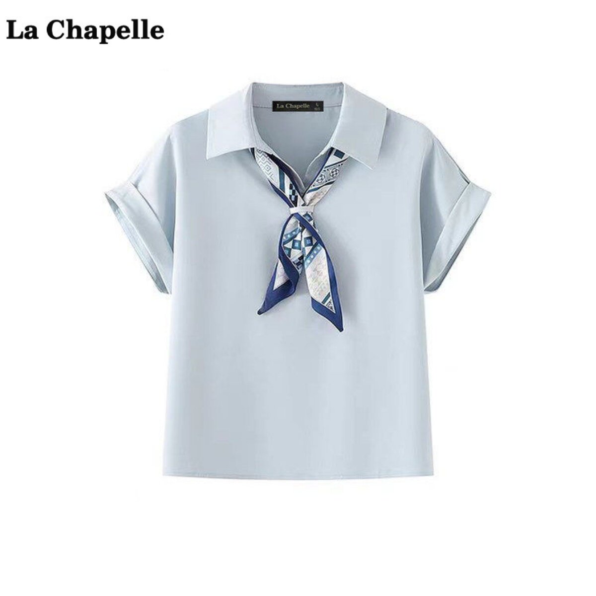 拉夏贝尔/La Chapelle法式POLO领系带T恤女夏季新款简约气质短袖