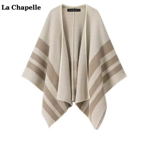 拉夏贝尔/La Chapelle外搭披肩女秋新款时尚洋气针织围巾斗篷披风
