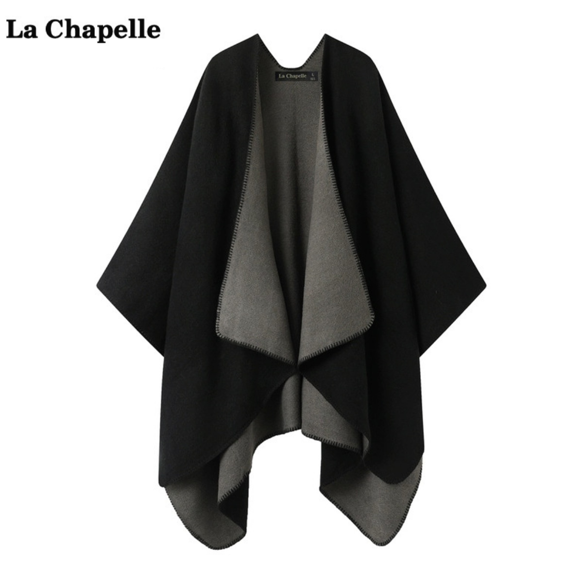 拉夏贝尔/La Chapelle两面穿高级感黑色斗篷披肩秋冬百搭保暖围巾