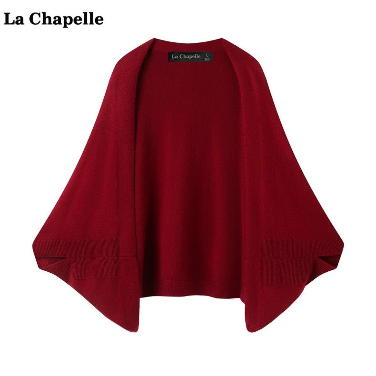 拉夏贝尔/La Chapelle时尚斗篷保暖披肩女气质高级感针织开衫外套