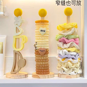 木木有个House发圈收纳神器大肠发圈发饰置物架实木展示架发夹抓夹鲨鱼夹饰品架
