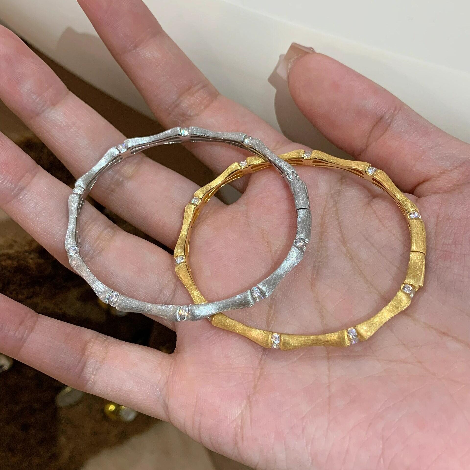 S925纯银复古拉丝竹节手镯中古精致竹子节节高升气质原创设计手饰图片