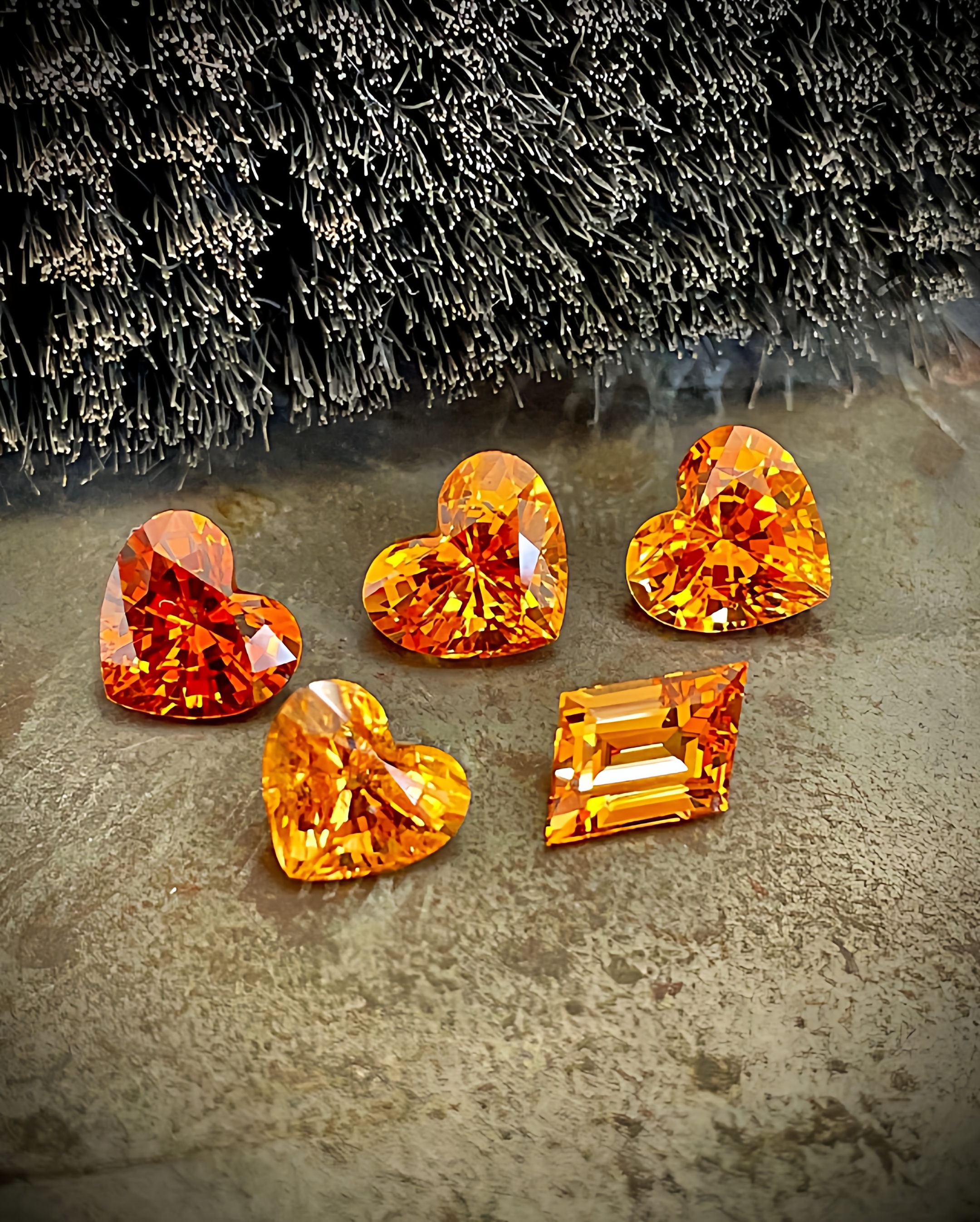 橙蓝宝心形马眼形长方形心形手链戒指吊坠