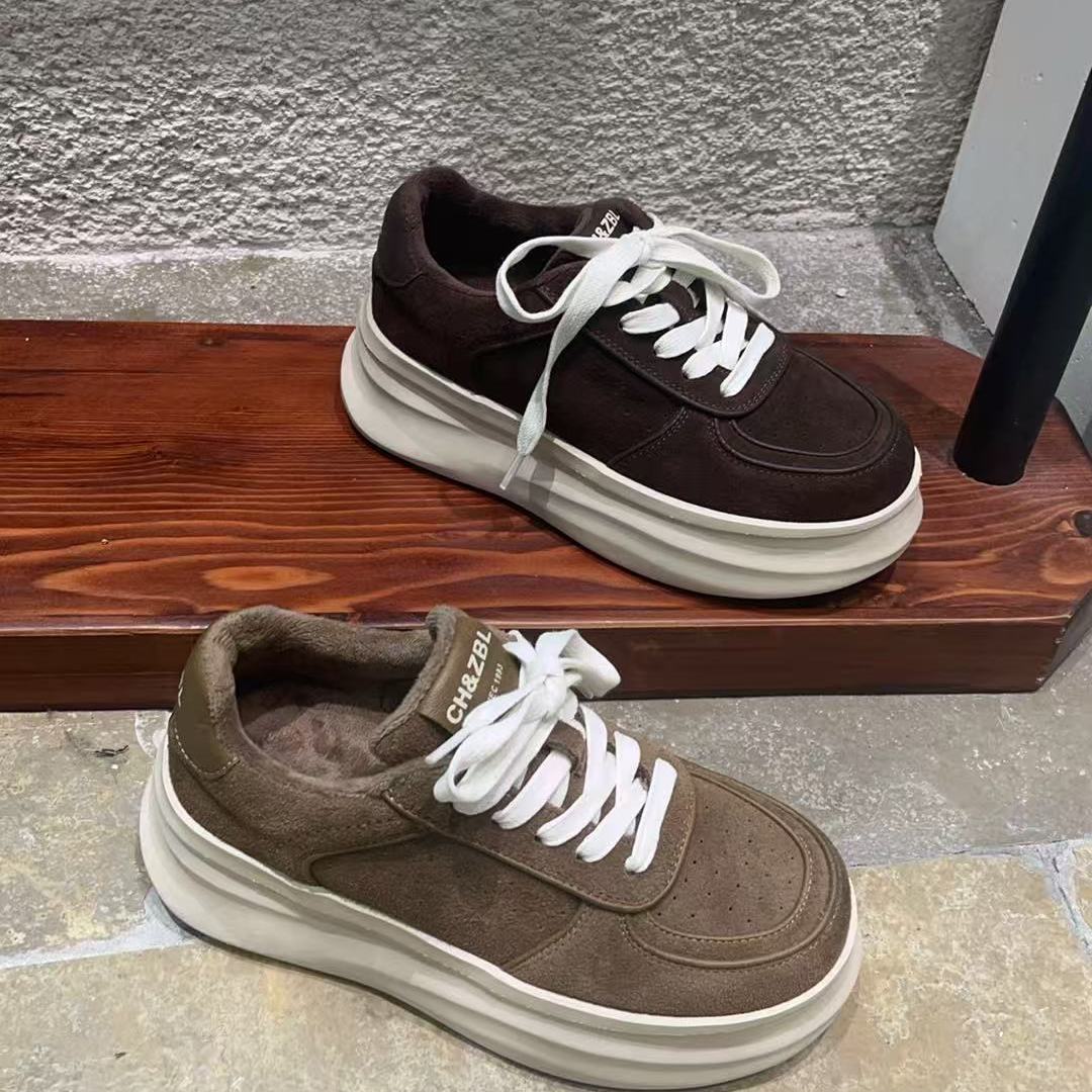 【支持退换】2025新款冬季牛皮厚底百搭通勤休闲鞋6821-1SK 10.24