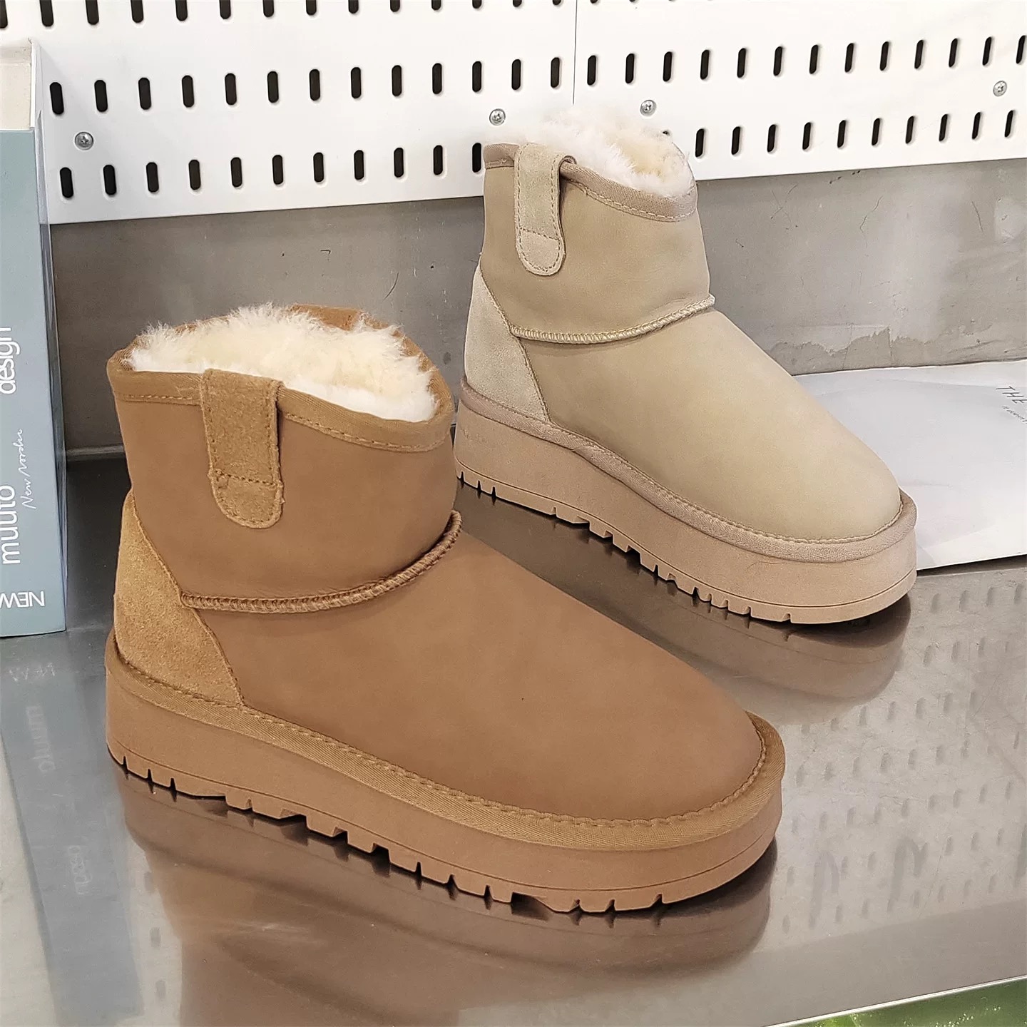 【支持退换】2025新款冬季厚底牛皮毛一体加绒雪地靴3396 10.27