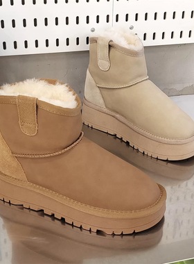 【NO退NO换】2025新款冬季厚底牛皮毛一体加绒雪地靴3396 10.27