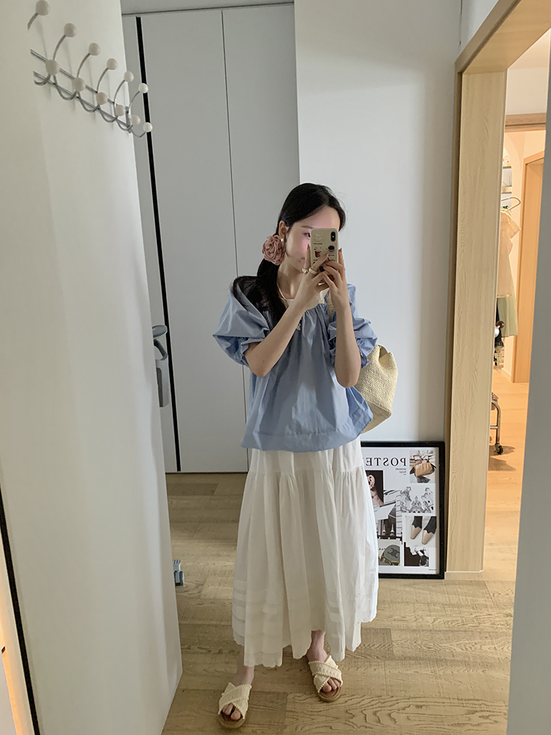 白色褶皱花边新款半身裙甜美风