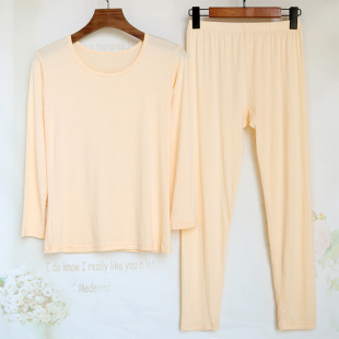 打底内衣加肥大码 女薄款 线衣线裤 弹力修身 莫代尔秋衣秋裤 长袖 套装