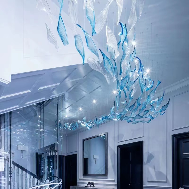 设计师创意长条轻奢客厅餐厅艺术大堂售楼处楼梯间装饰扭纹条吊灯