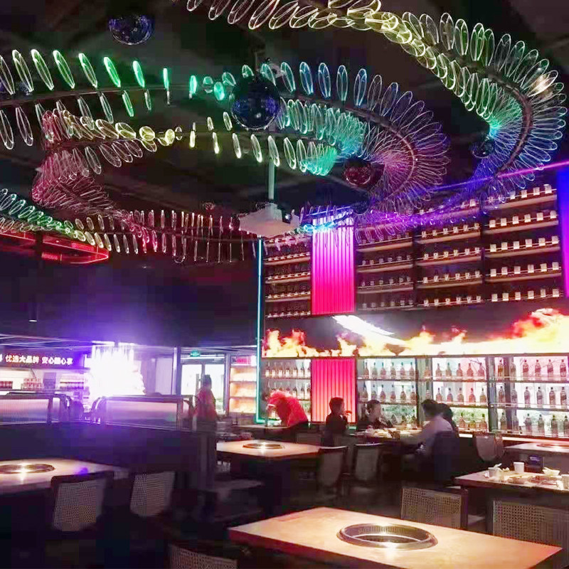 酒吧装饰七彩吊灯KTV清吧专用氛围灯吧台鱼骨创意异造型灯具定制