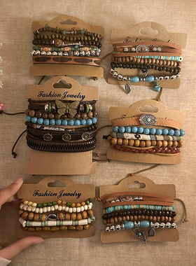 波西米亚复古串珠手链女叠戴巨好看的高颜值学生党手饰民族风手串