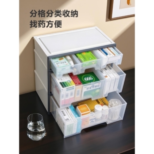 便民服务箱小型桌面置物架储物箱药柜大容量多层办公室学生宿舍