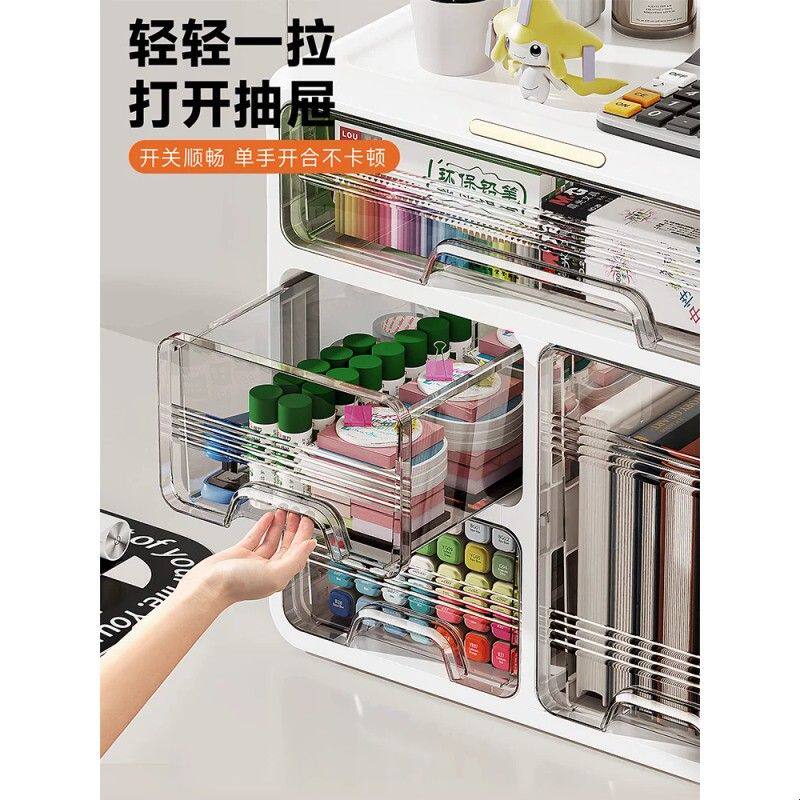 家庭药箱收纳盒分层式桌面抽屉式收纳盒家用化妆品药品梳妆台办公