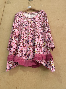 W109澳洲单女款春款纯棉碎花打底衫休闲宽松