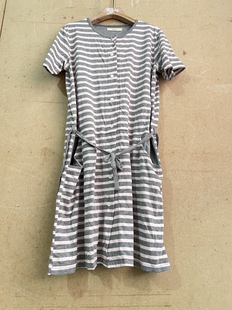 棉服韩式 连衣裙休闲宽松百搭长袖 条纹短袖 W160原单女款