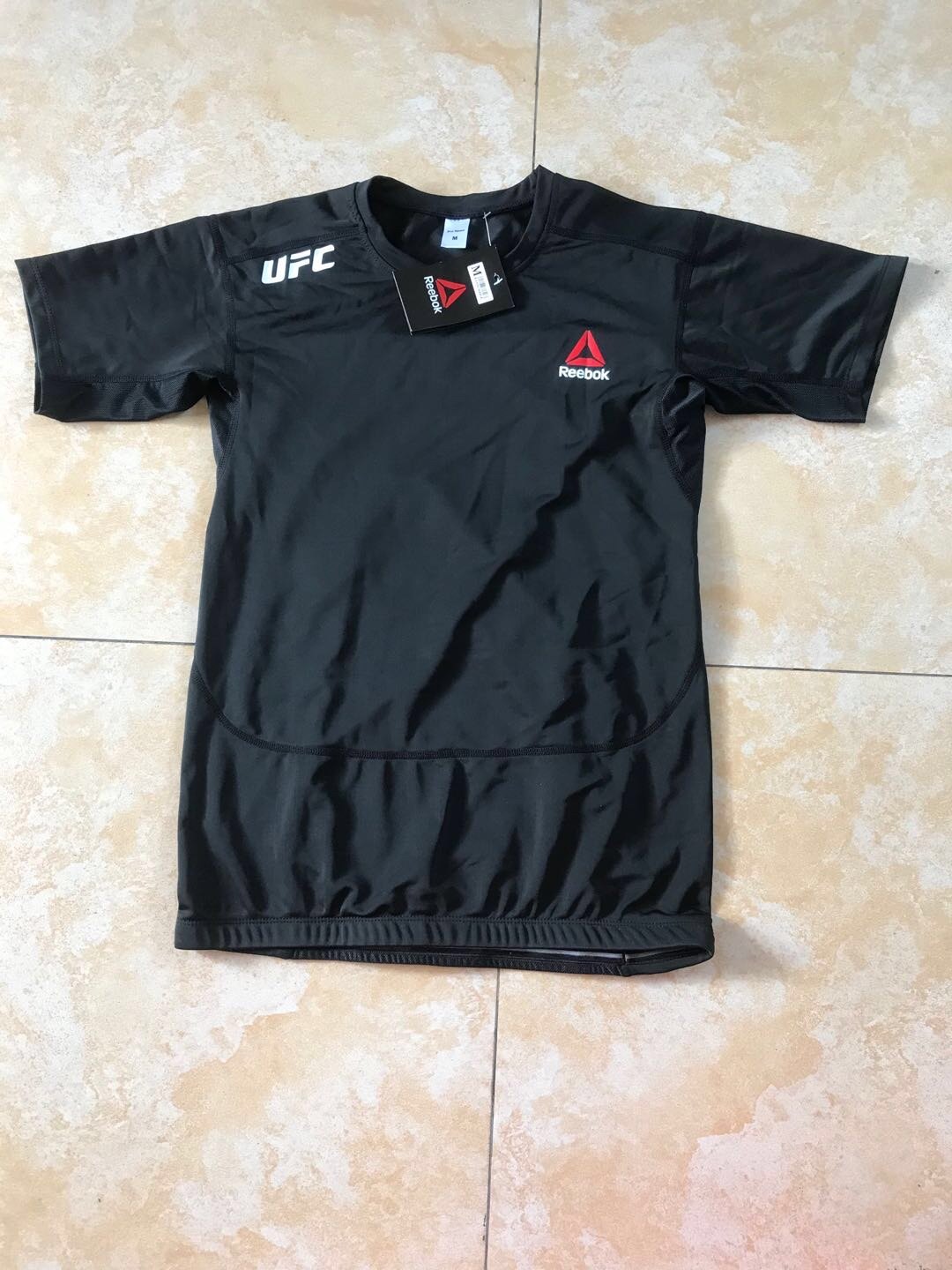 reebok锐步男ufc格斗速干训练健身黑色t恤短袖跑步mma出场服