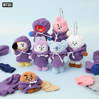 BT21 BASIC 系列玩偶挂件钥匙扣 紫色卫衣 LINE FRIENDS 连我朋友