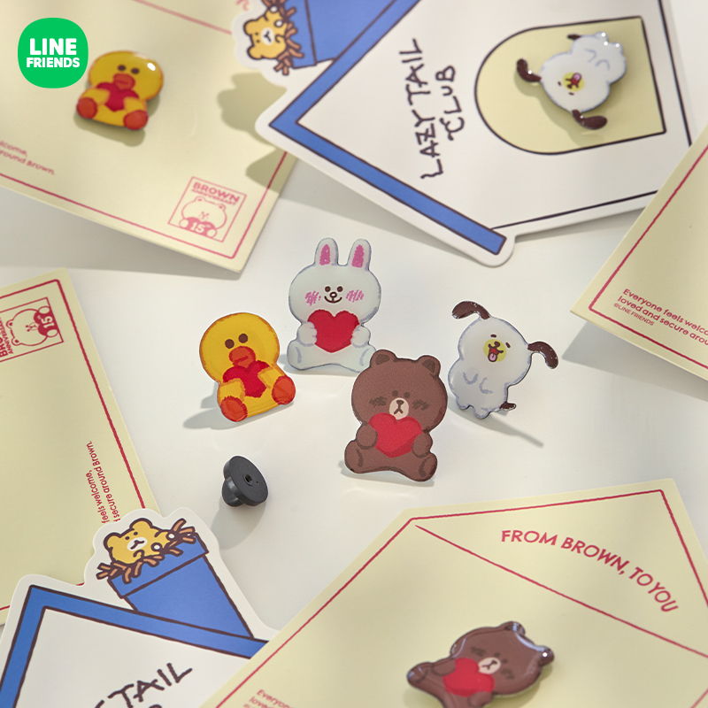 LINE FRIENDS 连我朋友 15TH EDITION 卡通徽章 胸针可爱布朗熊