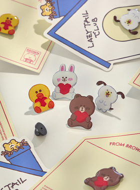 LINE FRIENDS 连我朋友 15TH EDITION 卡通徽章 胸针可爱布朗熊