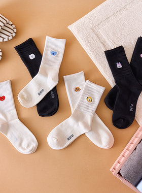 BT21 BASIC 系列 脸型刺绣袜 居家袜长袜 LINE FRIENDS连我朋友